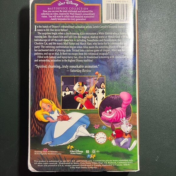 Disney VHS - Alice in Wonderland (1992) - Masterpiece Collection - 036-7 - Picture 2 of 6
